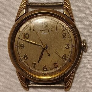 Hamilton 10k Gold Filled Men's 1930-50's Wristwatch Runs No Band For Parts
